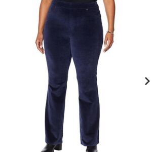 DG2 by Diane Gilman Blue Stretch Velvet Pull-On Boot-Cut Jean Size 4X